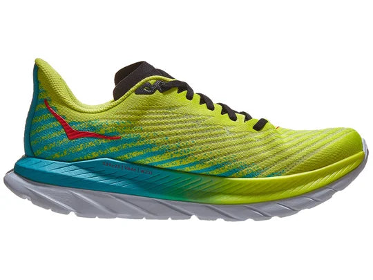HOKA Men's Mach 5 Running Shoes - Lightweight & Cushioned for Road Running | Evening Primrose/Scuba Blue | Perfect for Marathon Training & Daily Jogging