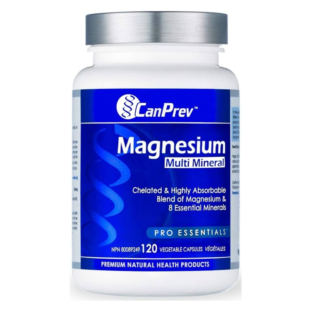 Canprev Magnesium Multi Mineral Supplement - 120 Vegan Capsules for Muscle Recovery, Sleep & Stress Relief - Supports Bone & Heart Health - Daily Wellness Essential