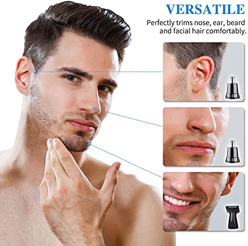 Painless Ear & Nose Hair Trimmer for Men - Waterproof Eyebrow & Facial Hair Clipper with Dual Edge Blades - Easy Cleaning Grooming Kit for Travel, Home & Personal Care