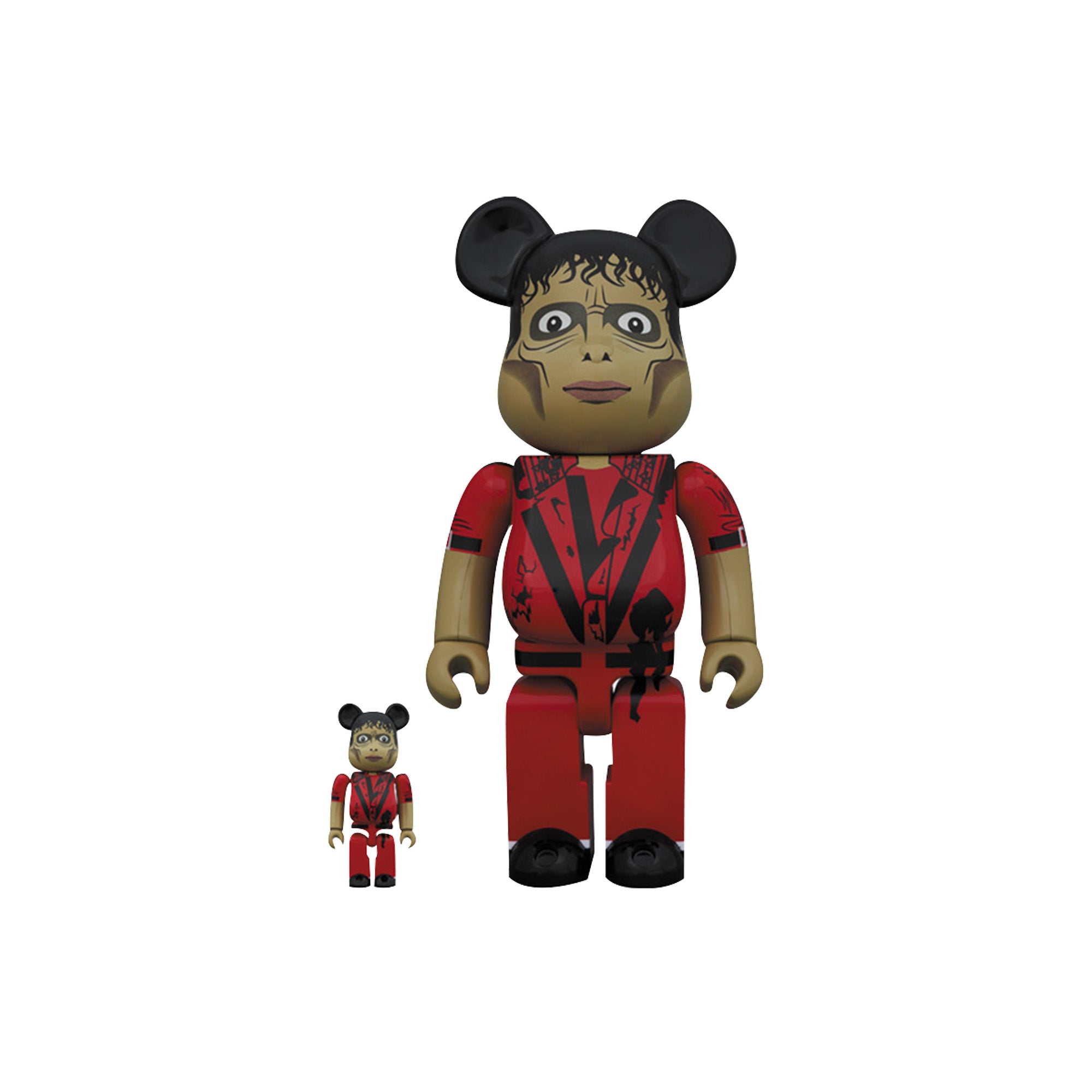 Bearbrick Michael Jackson Zombie 100% & 400% Collectible Figure Set - Limited Edition Red (2019) | Pop Culture Memorabilia for Display & Investment