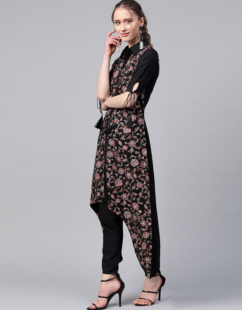 Black Crepe Straight Leg Pants for Women - Comfortable Office Wear & Casual Outfits