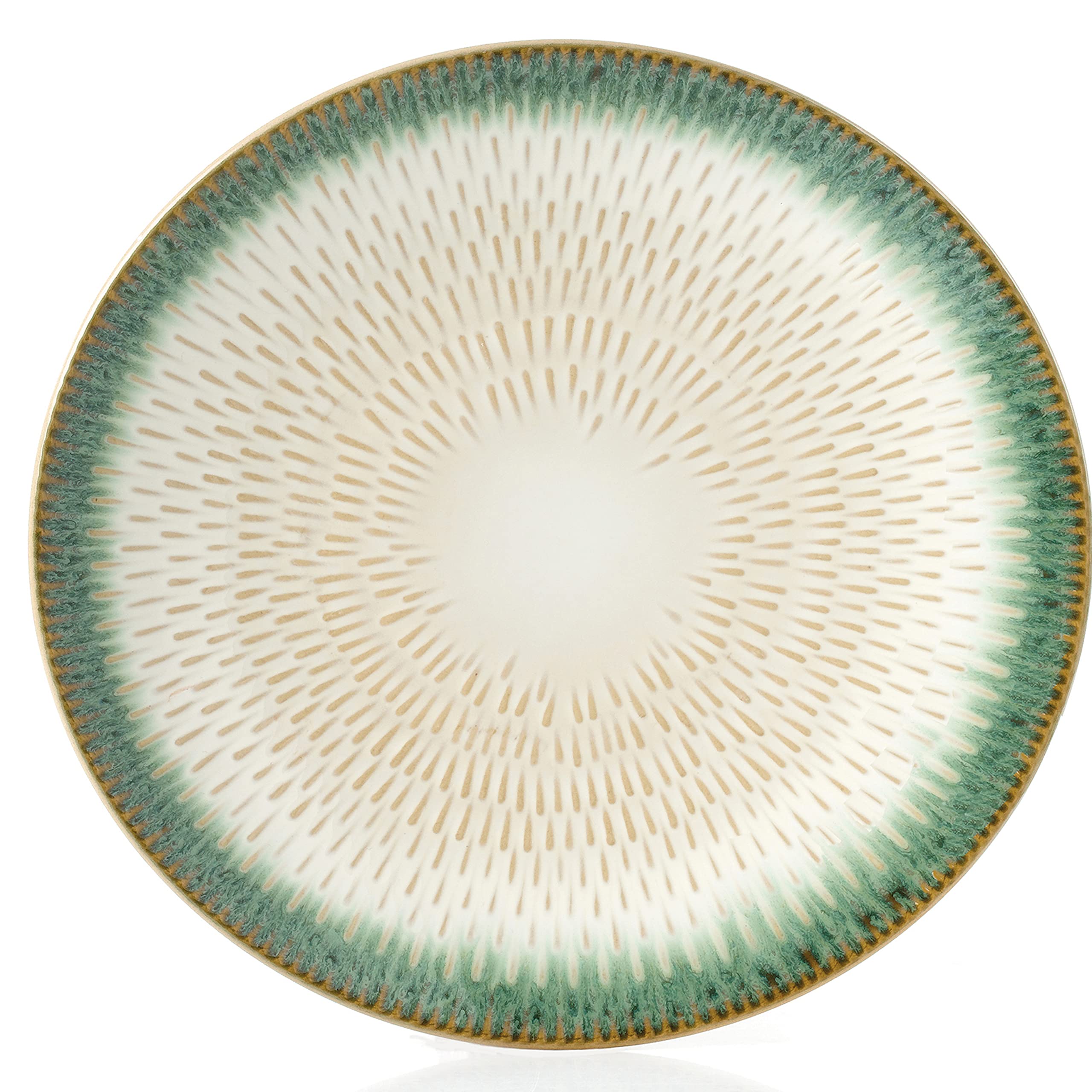 Elegant Modern Stoneware Scroll Dinnerware Set - 16-Piece Green Drop Collection for Parties, Events & Holiday Entertaining | Durable Dishware for Formal Dining, Wedding Receptions & Family Gatherings