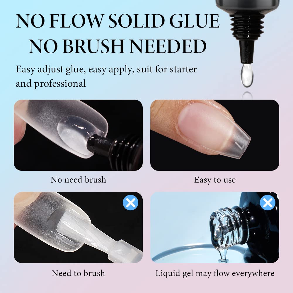 INFELING Professional Solid Gel Nail Glue - Long Lasting Super Strong Nail Adhesive for Press on Nails & Nail Tips Extensions (UV/LED Curing Required) - Perfect for Salon, Home Manicures & Nail Art Designs