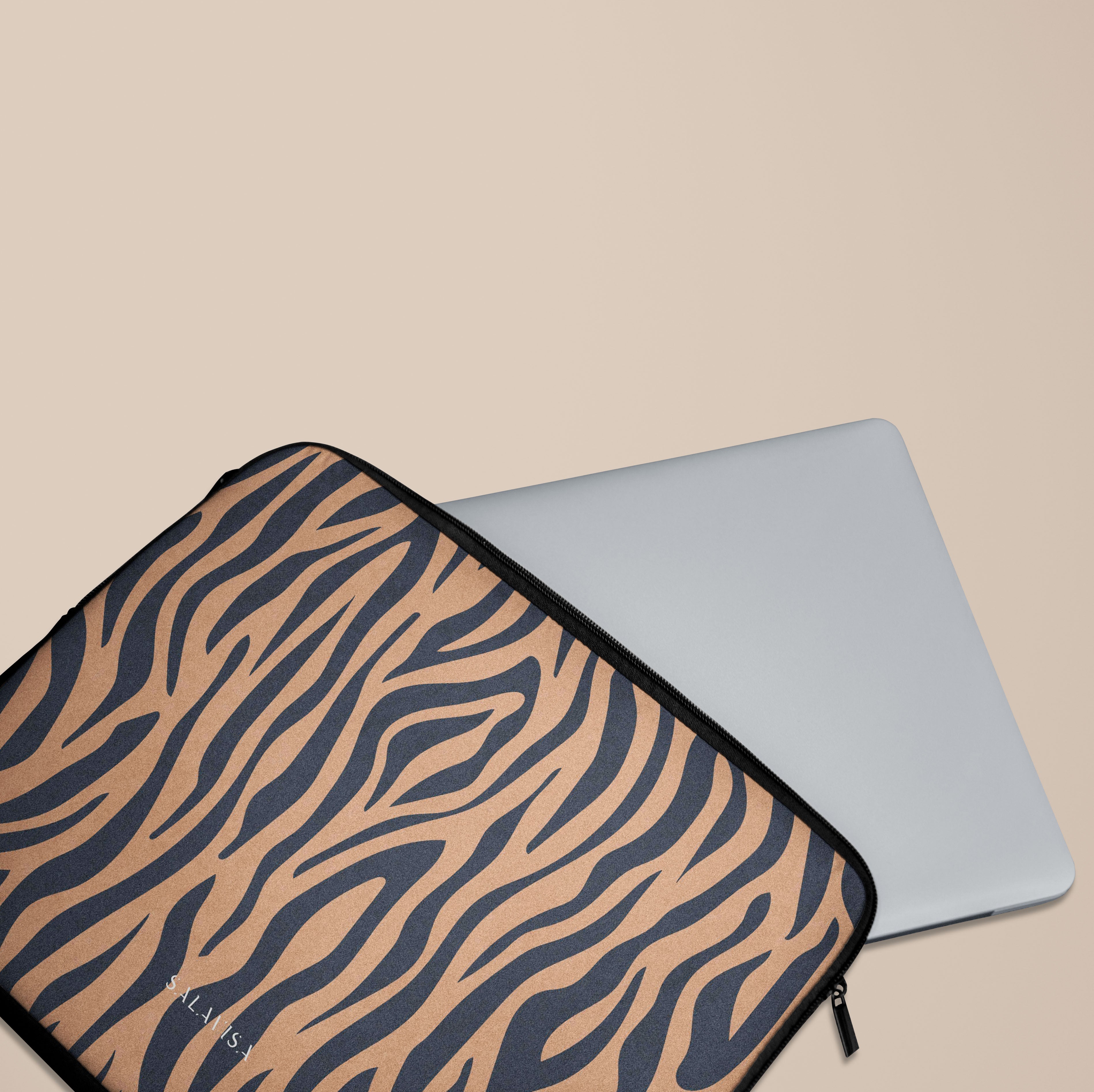Premium Copper Zebra Print Laptop Sleeve - 13 Inch Laptop Case with Soft Padding for MacBook Air/Pro, Dell, HP - Stylish & Protective Computer Bag for Work, School, Travel