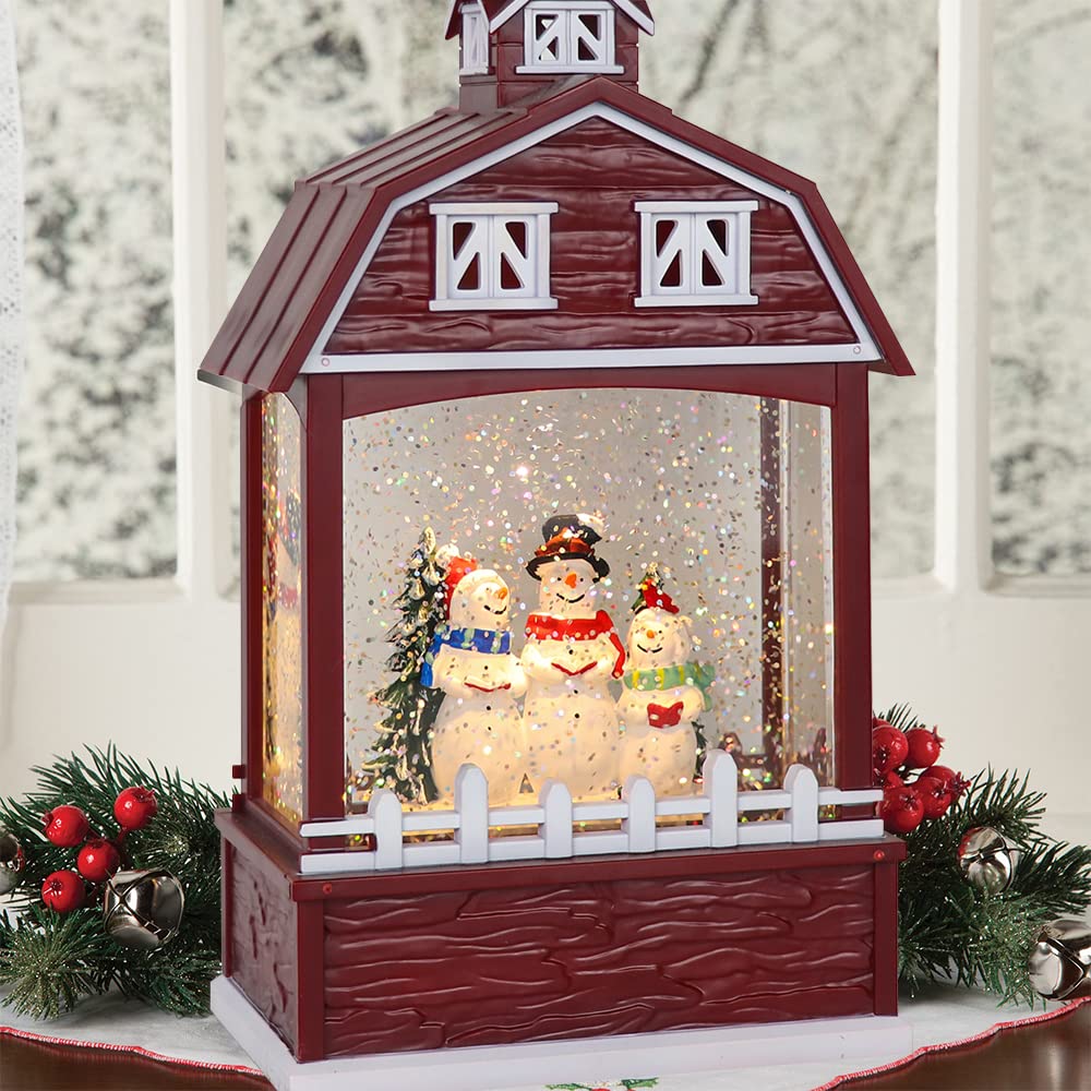 Eldnacele Musical Snow Globe Lantern with Timer - USB/Battery Operated Swirling Singing Water Glitter Light for Christmas Decor - Perfect for Adults & Kids Holiday Decorations (Snowman Design) - Ideal for Home, Office, and Gift-Giving