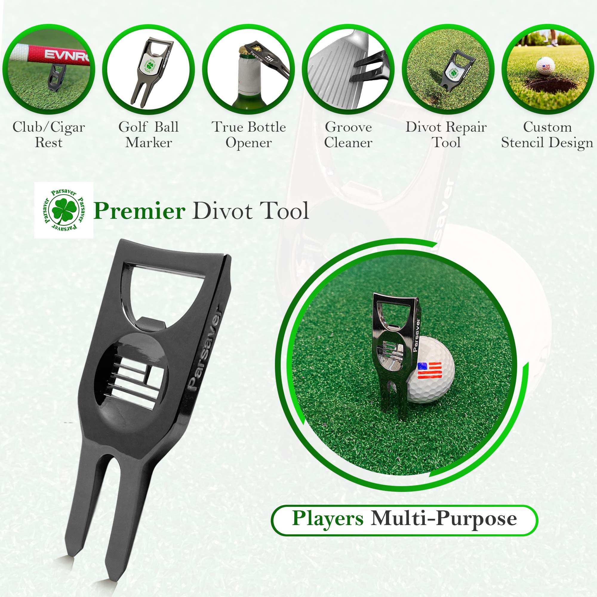 6-in-1 Golf Divot Repair Tool with Ball Marker | Military Style Multi-Purpose Golf Accessory | Perfect for Course Maintenance & On-the-Green Repairs