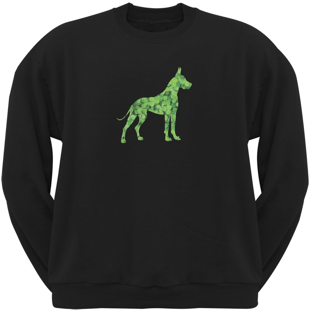 St. Patrick's Day Great Dane Shamrock Black Adult Sweatshirt - Animal World Irish Dog Lover Pullover for Festive Parties & Casual Wear
