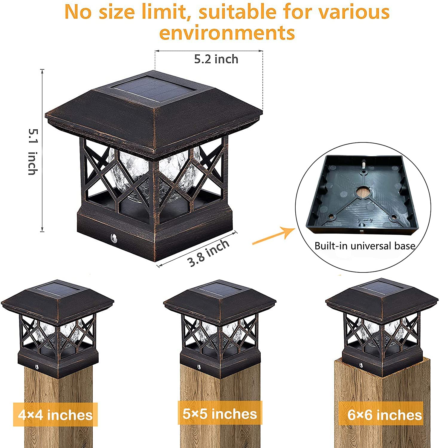 TWINSLUXES Solar Post Cap Lights Outdoor - Waterproof LED Fence Post Solar Lights for 3.5x3.5/4x4/5x5 Wood/Vinyl Posts - Perfect for Patio, Deck, Garden, Pathway, and Driveway Lighting and Decoration