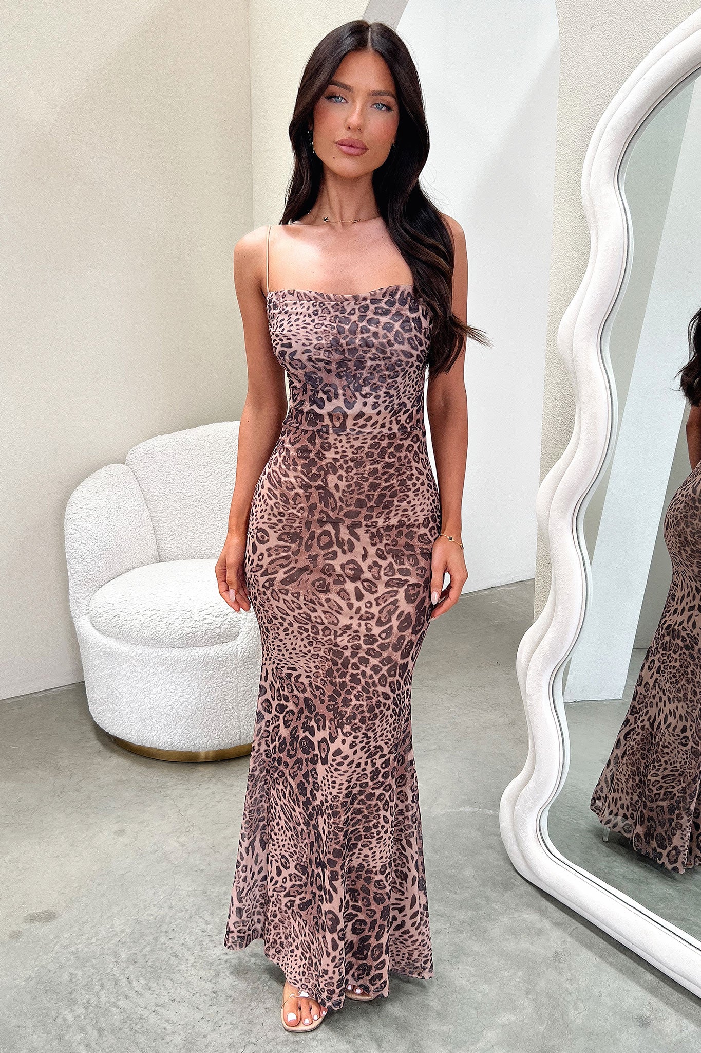 Barb Maxi Dress Leopard Print - Elegant Long Flowy Dress for Women | Perfect for Parties, Vacations & Casual Outings