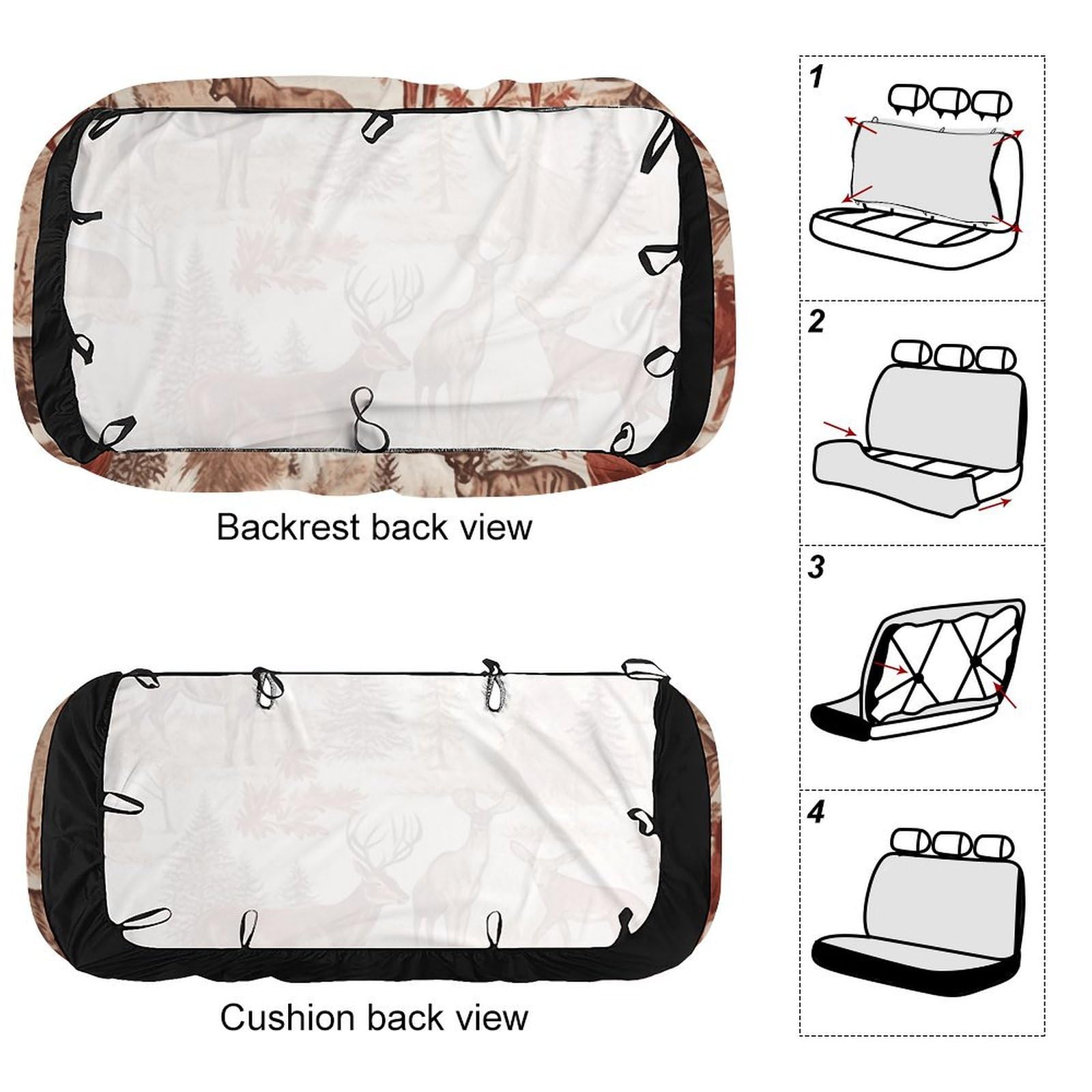NWTRJ Waterproof Bear Deer Print Car Back Seat Cover - Universal Fit for Trucks, SUVs, Vans - Soft, Dustproof & Scratch Resistant Bench Protector | Perfect for Outdoor Adventures, Camping & Pet Owners