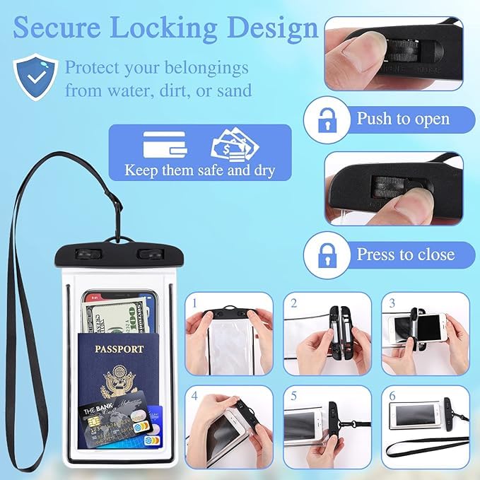 **4-Pack Waterproof Phone Case with Lanyard - Universal Underwater Dry Bag for iPhone 15/14/13 Pro Max & Samsung Galaxy S24 Ultra/S23/S22 - Ideal for Swimming, Snorkeling, Beach & Outdoor Activities**