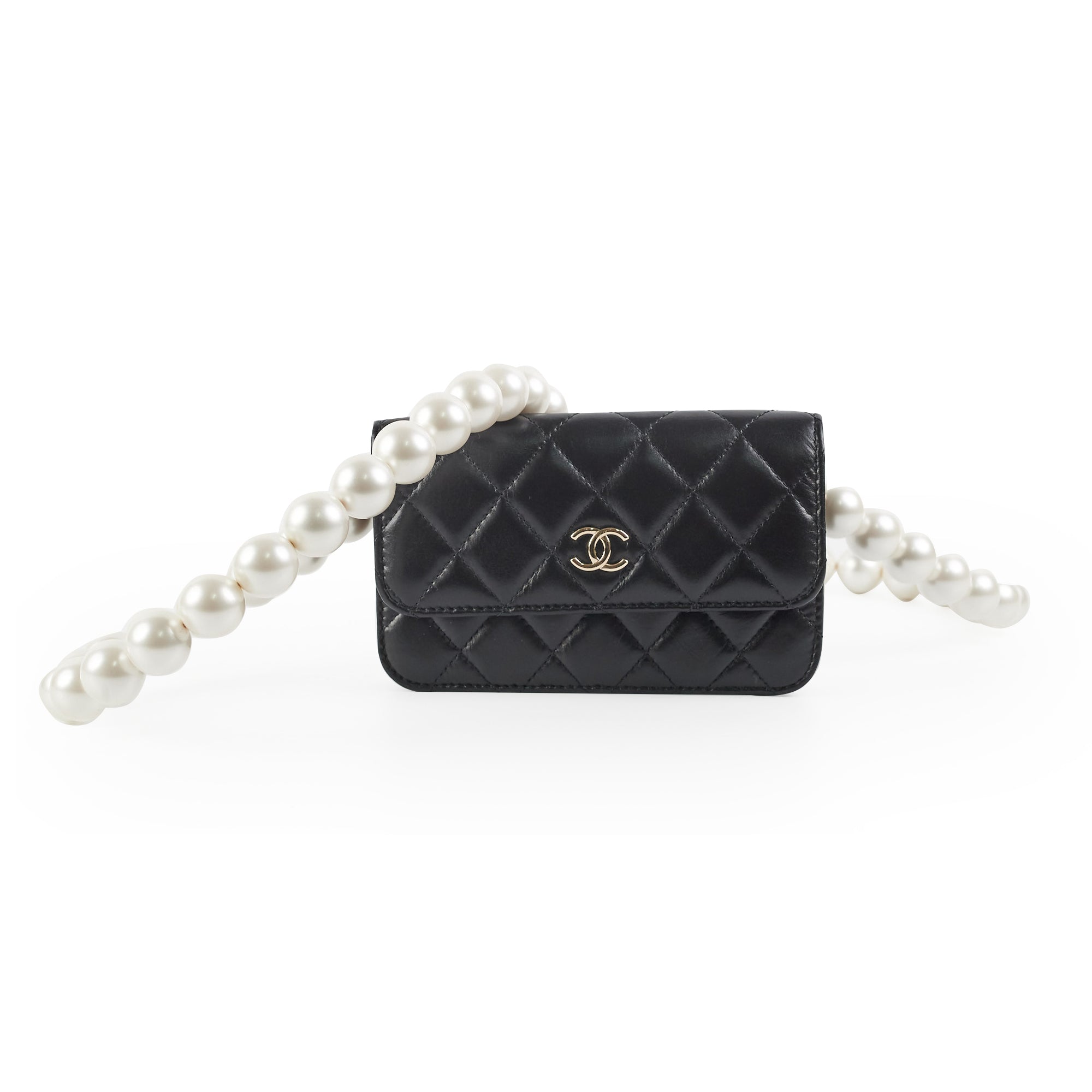 Chanel Black Pearl Card Holder & Shoulder Bag - Luxury Women's Wallet with Pearl Accents for Everyday Use & Special Occasions