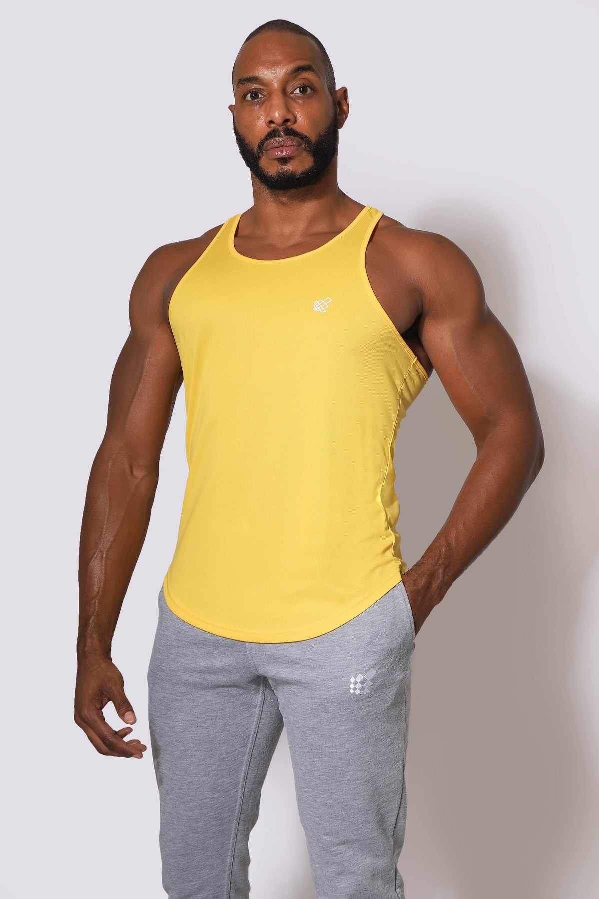 Jed North Men's Microfiber Dri-Fit Tank Top - Moisture Wicking Athletic Shirt in Yellow for Gym, Running & Workouts