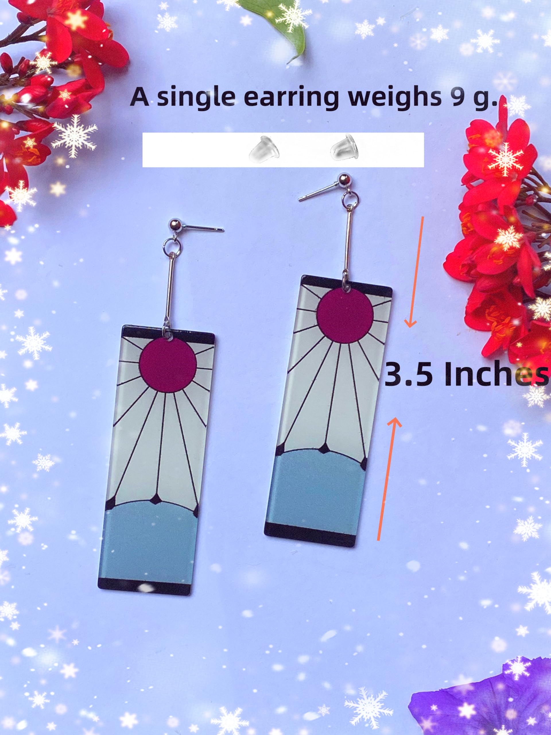 Tanjiro Kamado Earrings - Anime Demon Slayer Cosplay Ear Studs for Men & Women - Masquerade Costume Accessory for Halloween, Cosplay Events & Anime Conventions