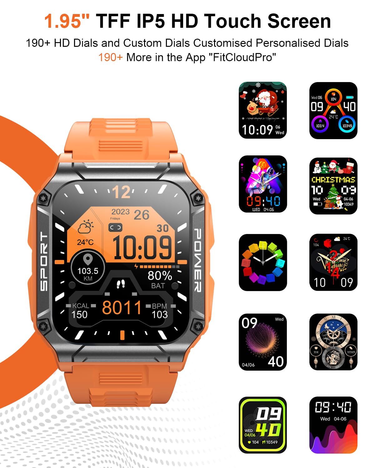 Hohosb Sport Smart Watch for Men & Women - 1.95
