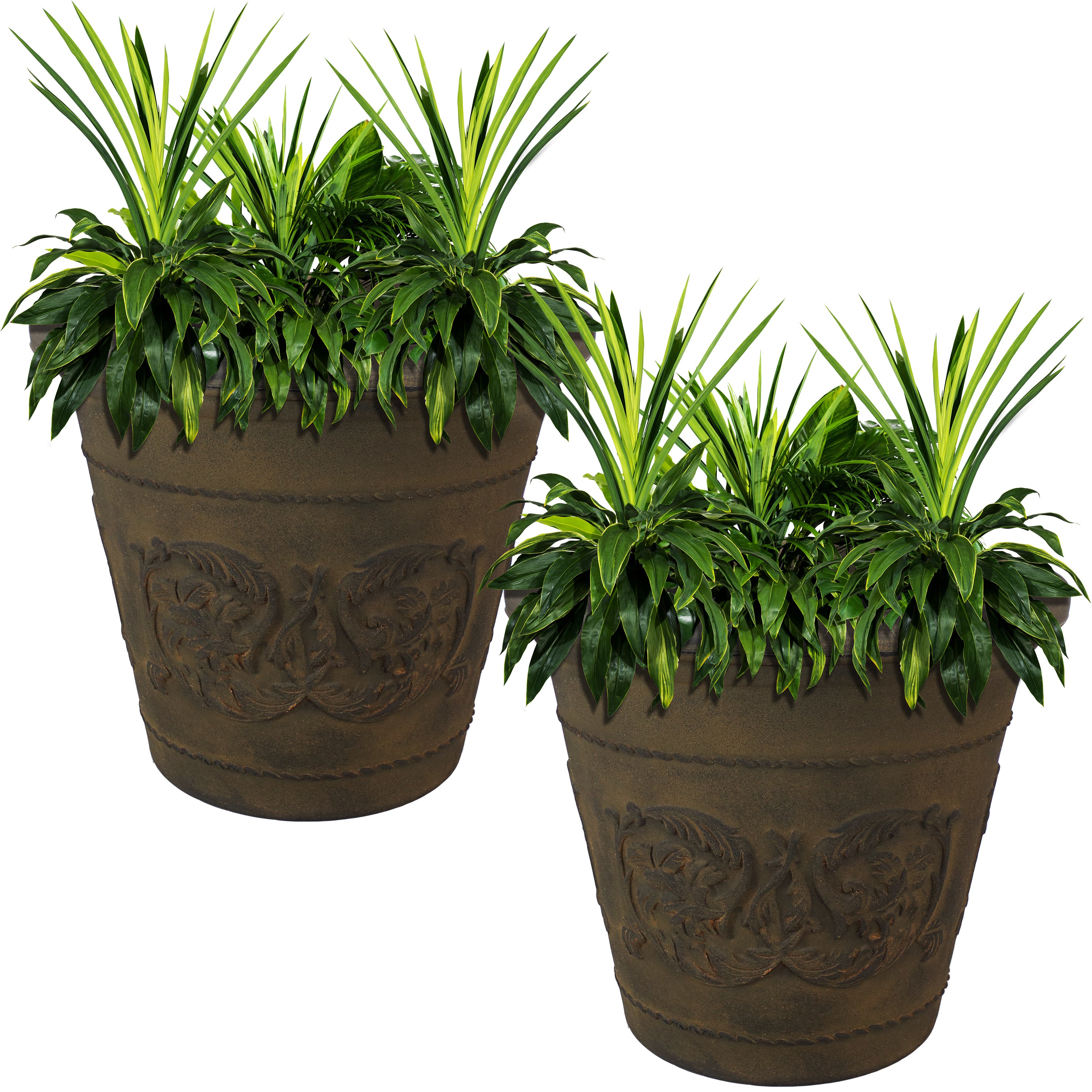 Sunnydaze Arabella Polyresin Outdoor Flowerpot Planter - Decorative Garden Planter for Patio, Porch & Yard - Weather-Resistant & Durable Design