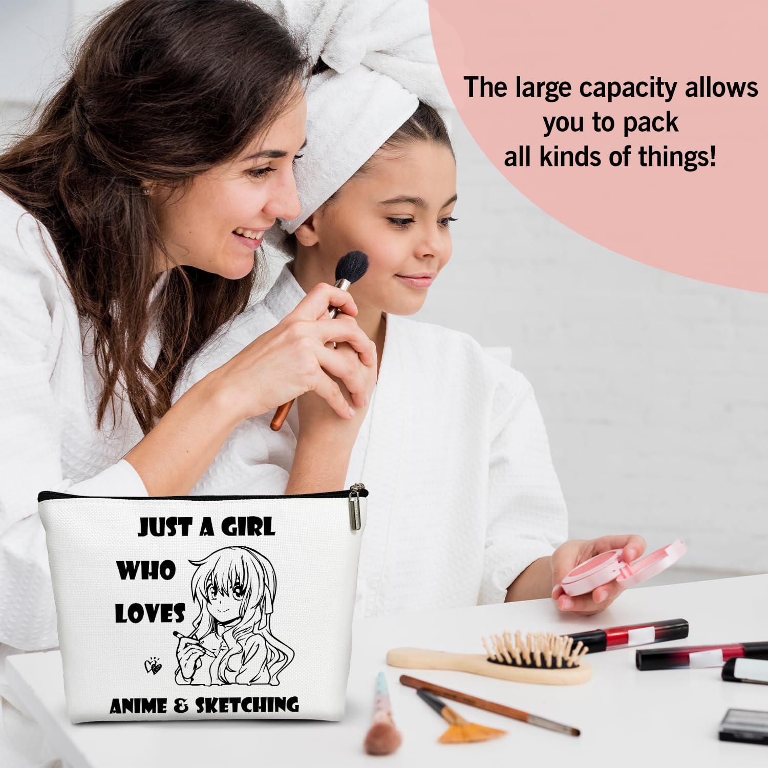 Anime Makeup Bag for Women - Cute Japanese Anime Cosmetics Pouch, Travel Toiletry Organizer with Zipper - Perfect Gift for Anime Fans | Great for Travel, School, and Daily Makeup Storage
