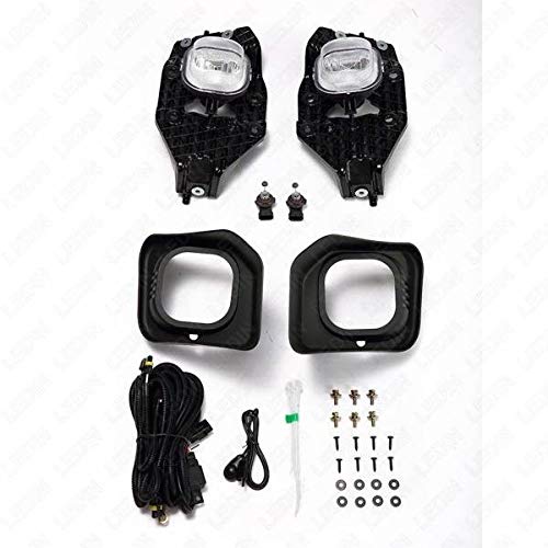 2011-2016 Ford F250 F350 F450 F550 Super Duty Halogen Fog Light Kit with Bezels, Wiring Harness, Switch & Bulbs - Complete Replacement Upgrade for Off-Road Driving & Night Visibility