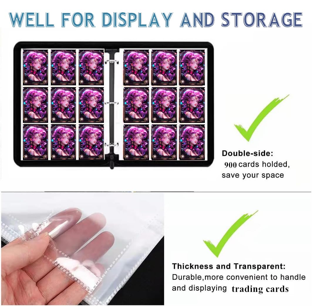 900-Pocket Trading Card Binder - Premium PU Leather Collector Album for MTG, Sports & Game Cards - Football, Rugby & Trading Card Storage Solution - Perfect for Organizing, Protecting & Displaying Your Valuable Card Collection