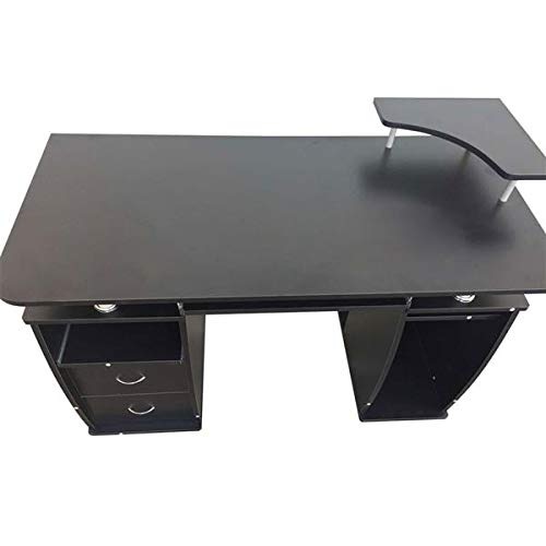 Black Melamine Computer Desk with Drawers - Sturdy Workstation for Home Office, Gaming & Study - Space-Saving Modern Design for Small Rooms