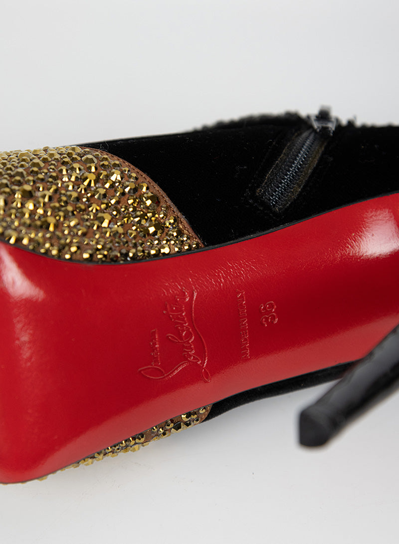 Christian Louboutin Black Décolléte Shoes with Swarovski Crystals - Size 36 | Luxury Women's Heels for Evening Parties & Special Occasions