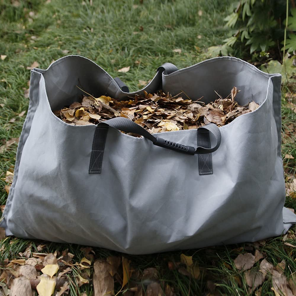 Heavy Duty Reusable Garden Waste Bags - Waterproof Collapsible Yard Leaf Bags with Handles, Durable Lawn Garbage Container for Collecting Leaves, Grass Clippings & Yard Debris (Gray) - Perfect for Fall Cleanup, Landscaping & Composting