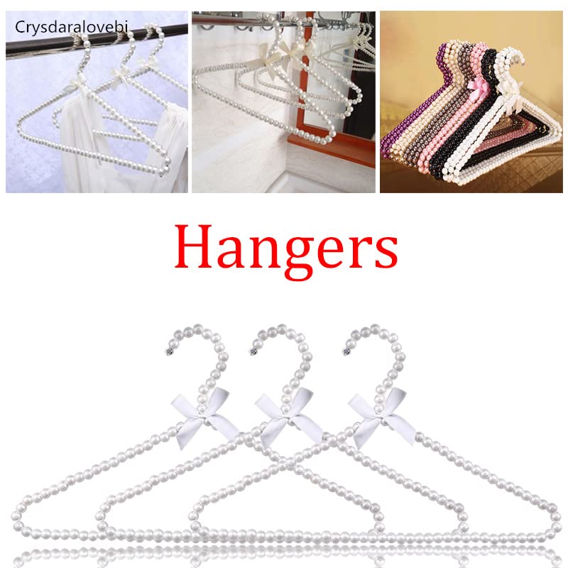 10pcs 40cm Plastic Beaded Bow Clothes Hangers with Pearls - Pink Dress Coat Hangers for Closet Organization, Wardrobe Storage & Drying Rack - Perfect for Home, Bedroom, Laundry Room & Retail Store Display