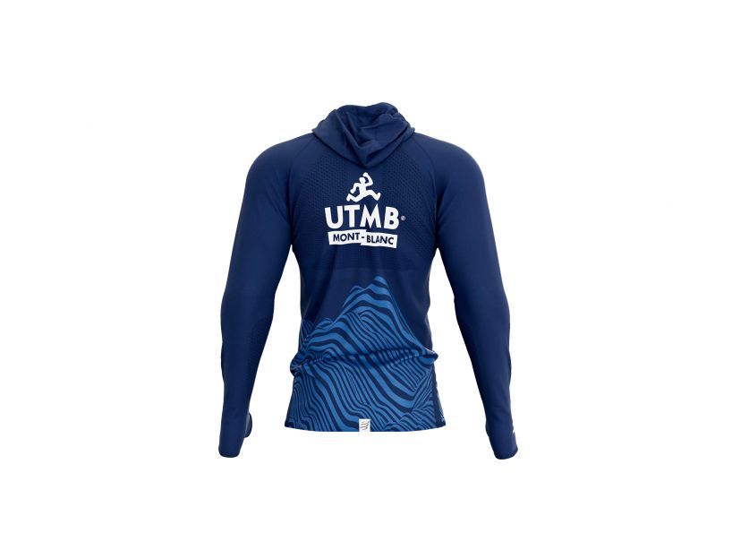 Compessport Men's Ultra Trail 180g Lightweight Racing Hoodie - UTMB 2022 Approved - Breathable & Moisture-Wicking - Blue - Perfect for Trail Running & Outdoor Adventures
