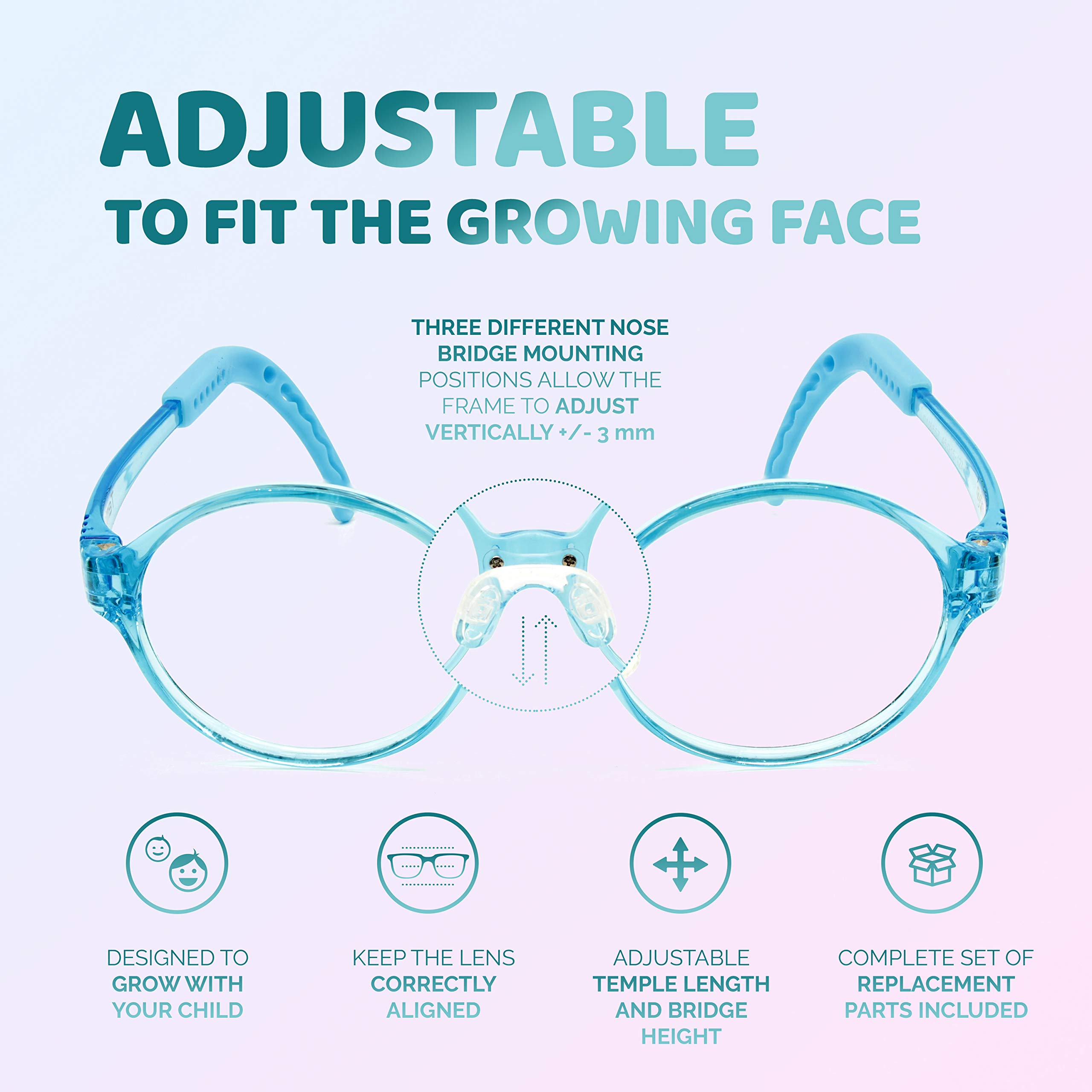 Adjustable Kids Glasses for Boys & Girls - Prescription Eyeglasses for Children with Flexible Frames - Perfect for School, Reading, and Daily Activities (2004)