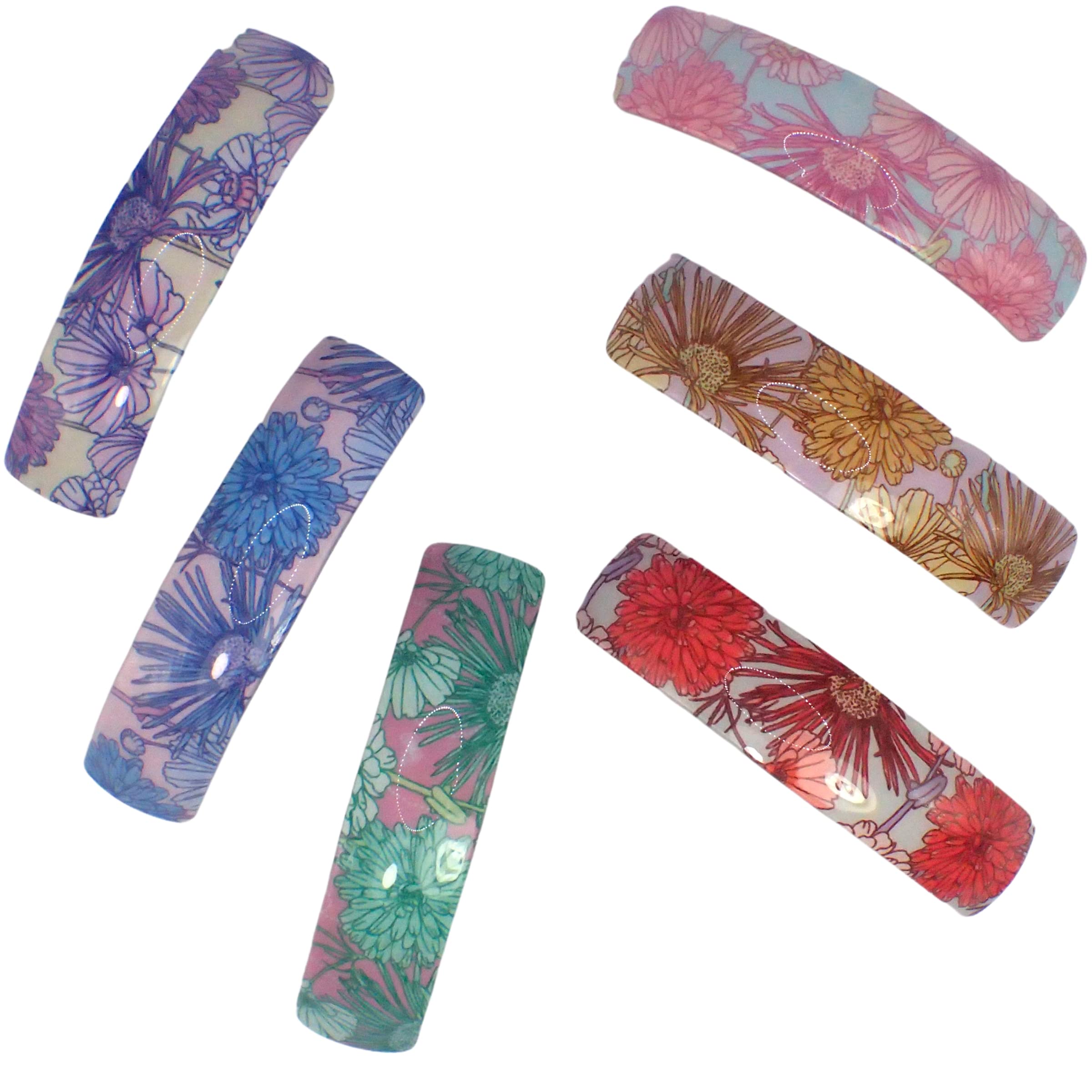 Topkids 6pcs Floral Metal Hair Barrettes for Women & Girls - Rectangle Hair Clips Set, Fashion Hair Accessories Gift (Perfect for School, Parties, Weddings & Daily Styling)