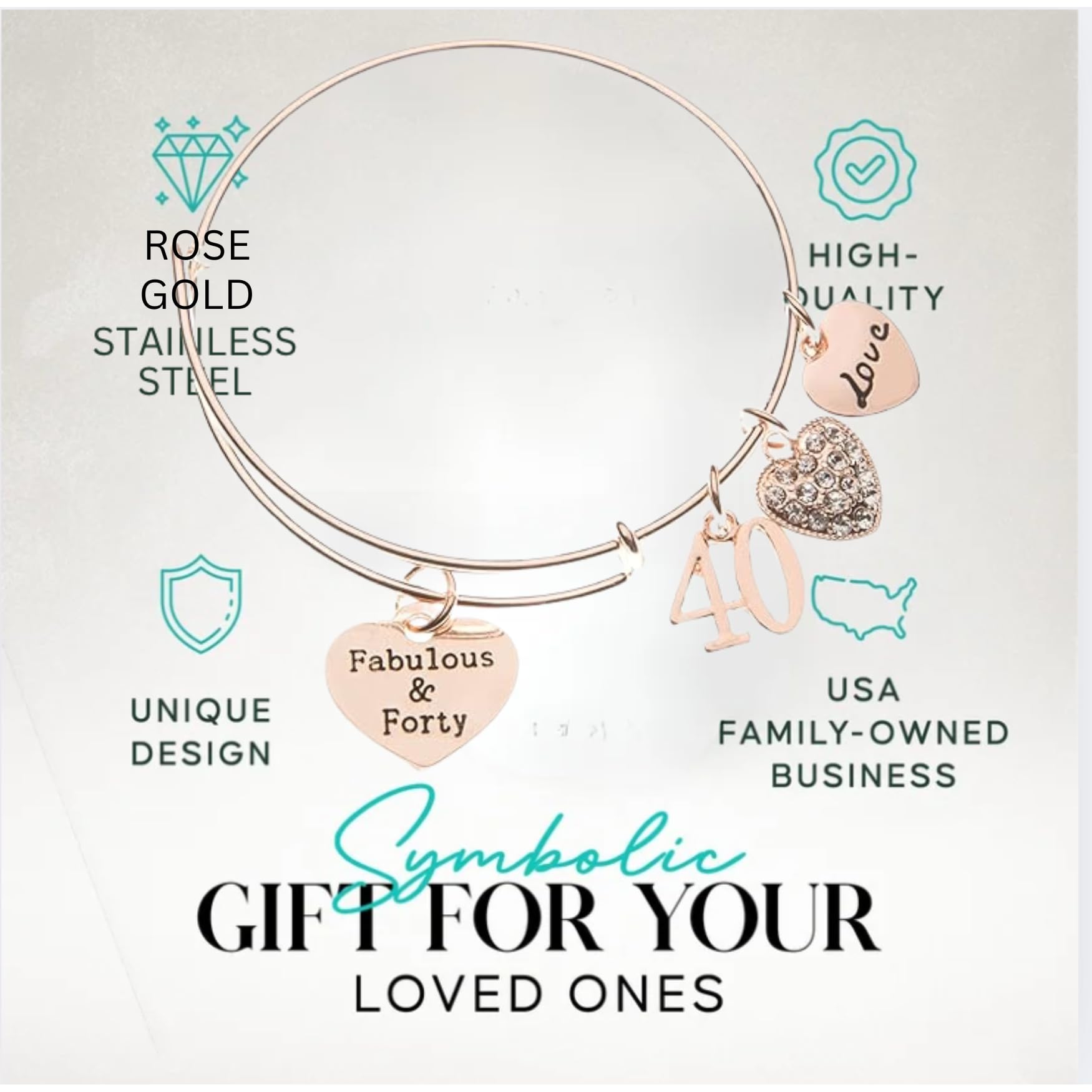 40th Birthday Gift Set for Women - Infinity Collection Expandable Charm Bracelet with Greeting Card | Thoughtful 40th Birthday Present for Wife, Daughter, Sister | Perfect for Milestone Celebrations, Anniversaries & Special Occasions