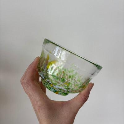 Premium Matsugaoka Glass Bowl - Handcrafted Wakakusa Green Japanese Tableware for Salads, Desserts & Home Decor