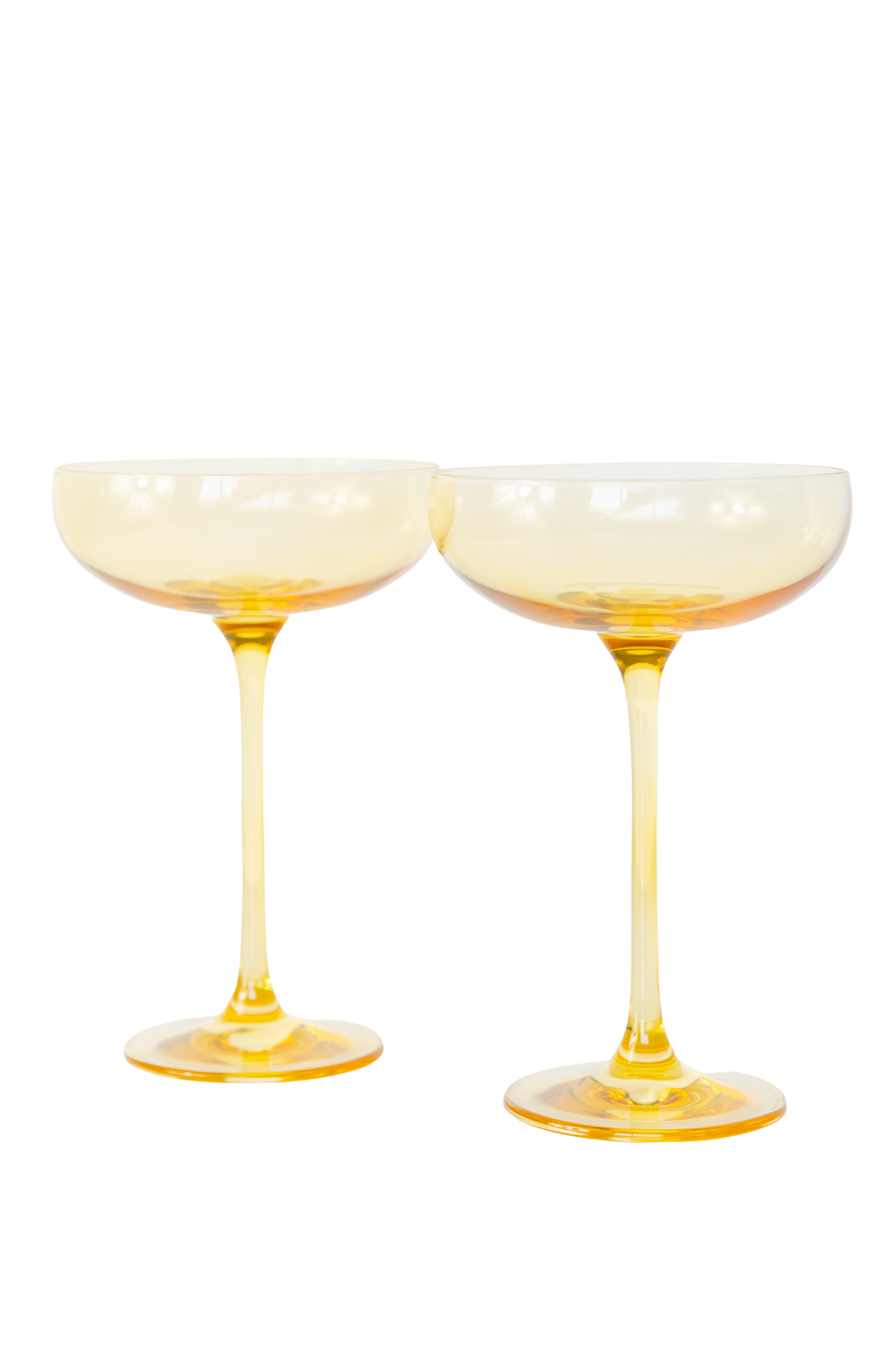 Estelle Colored Champagne Coupe Glasses Set of 2 - Elegant Yellow Stemware for Mimosas, Cocktails & Wedding Toasts - Perfect for Bridal Showers, Anniversaries & Romantic Dinners