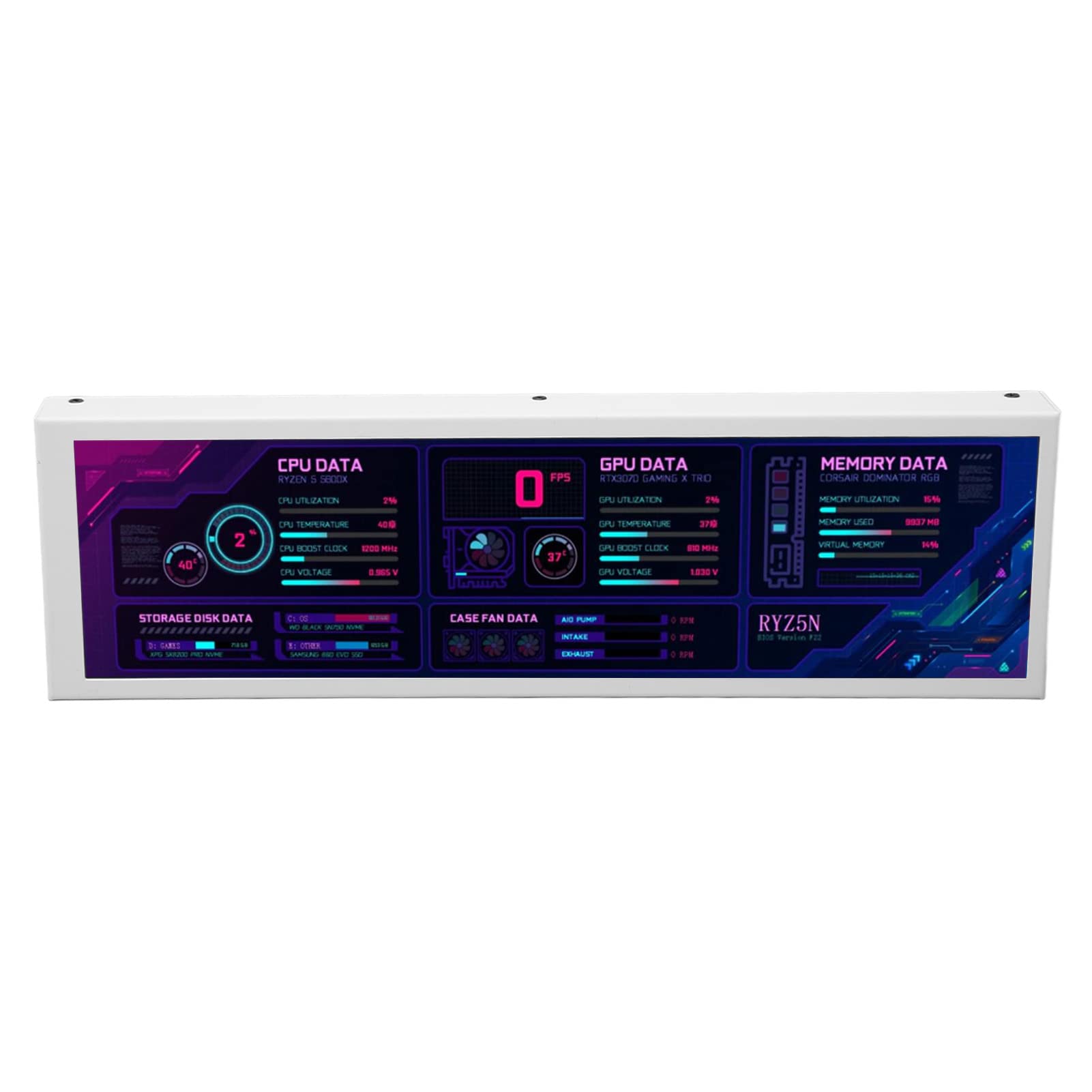 8.8 Inch Laptop CPU Temperature Monitor Case - Secondary Screen Metal Chassis for Notebook Computers (White) | Perfect for Gaming, Streaming & Office Use