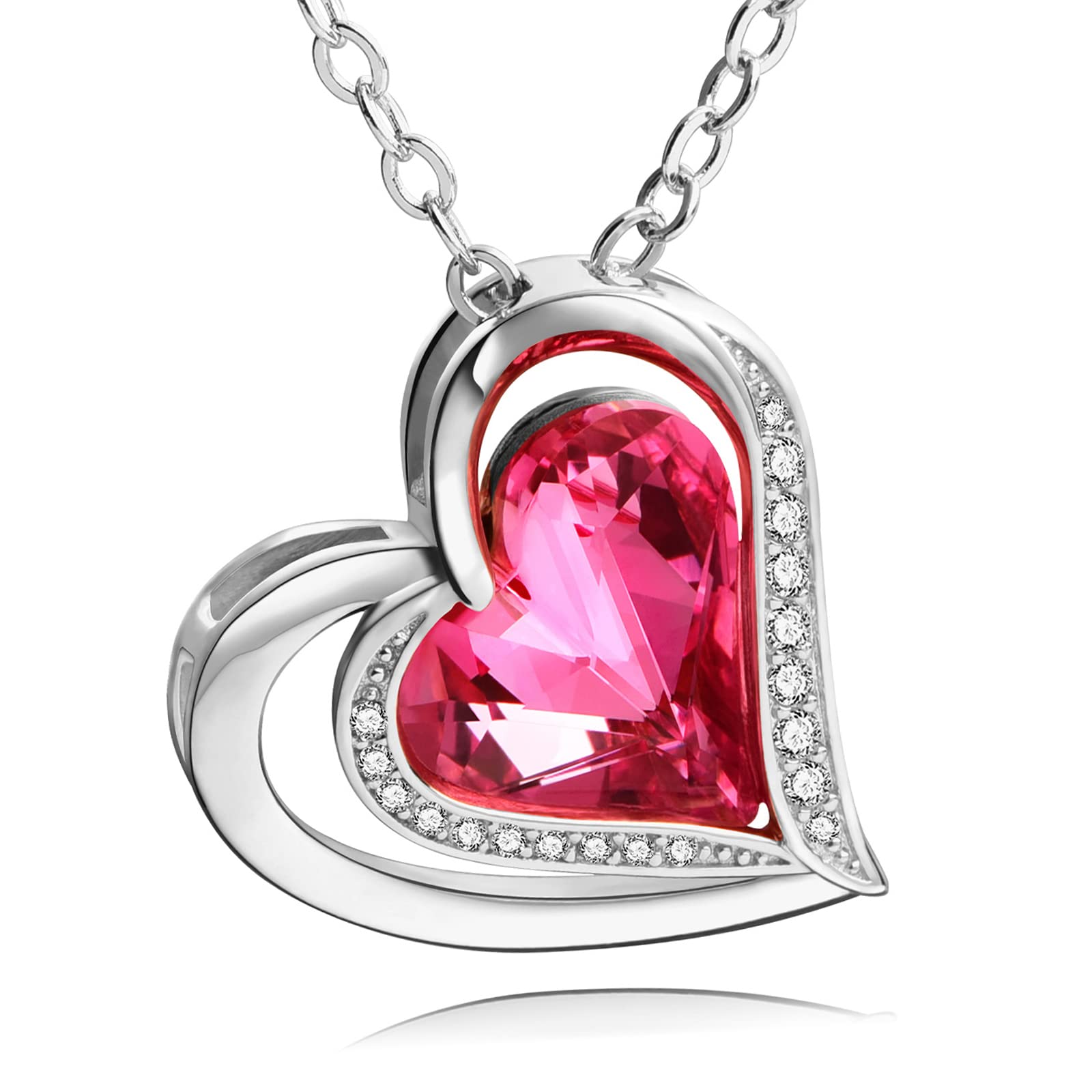 Beutirer 18K White/Rose Gold Plated Love Heart Pendant Necklace for Women - Adjustable Chain, Elegant Gift for Wife, Mom, Girlfriend - Perfect for Birthday, Anniversary, Valentine's Day & Everyday Wear