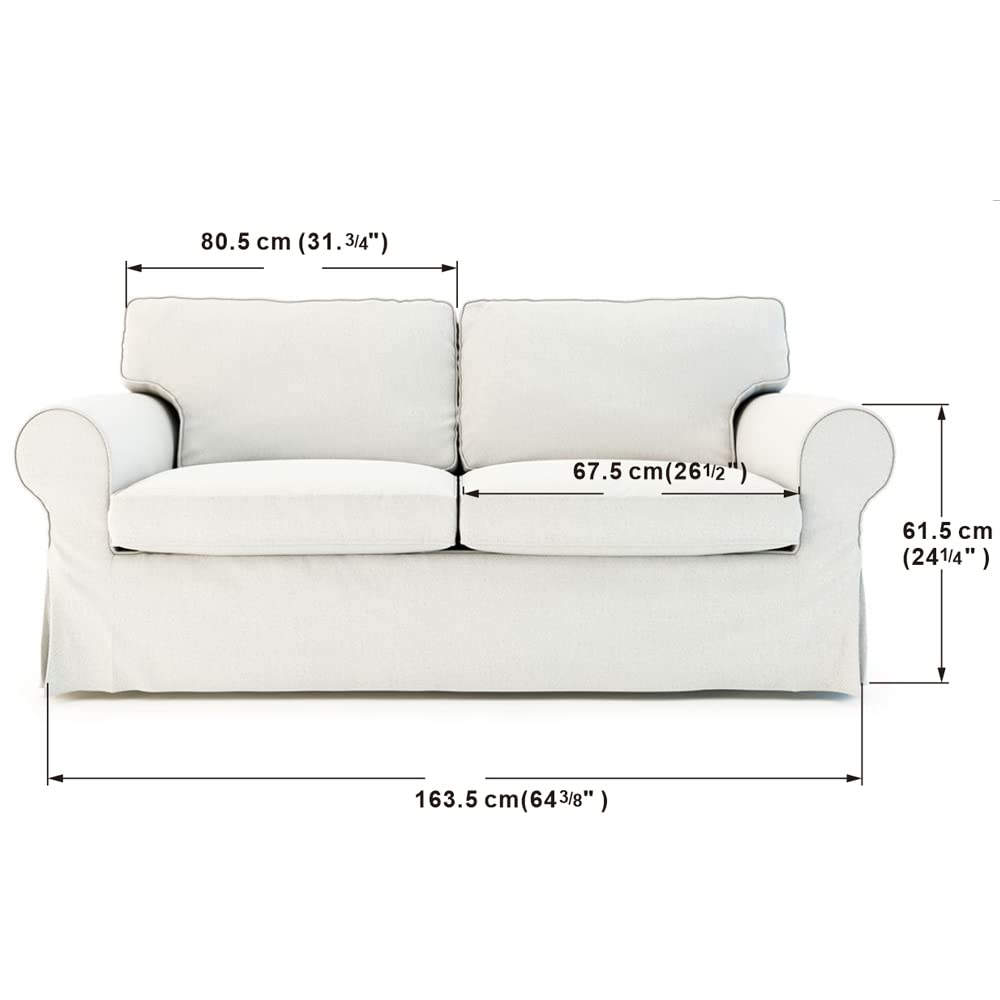 MASTERS OF COVERS Pre-Shrunk Cotton Ektorp Loveseat Sofa Slipcover for IKEA Two-Seater - Perfect Fit for Ektorp Series (White) | NOT Compatible with Uppland Sofa | Living Room Furniture Protection & Style Upgrade