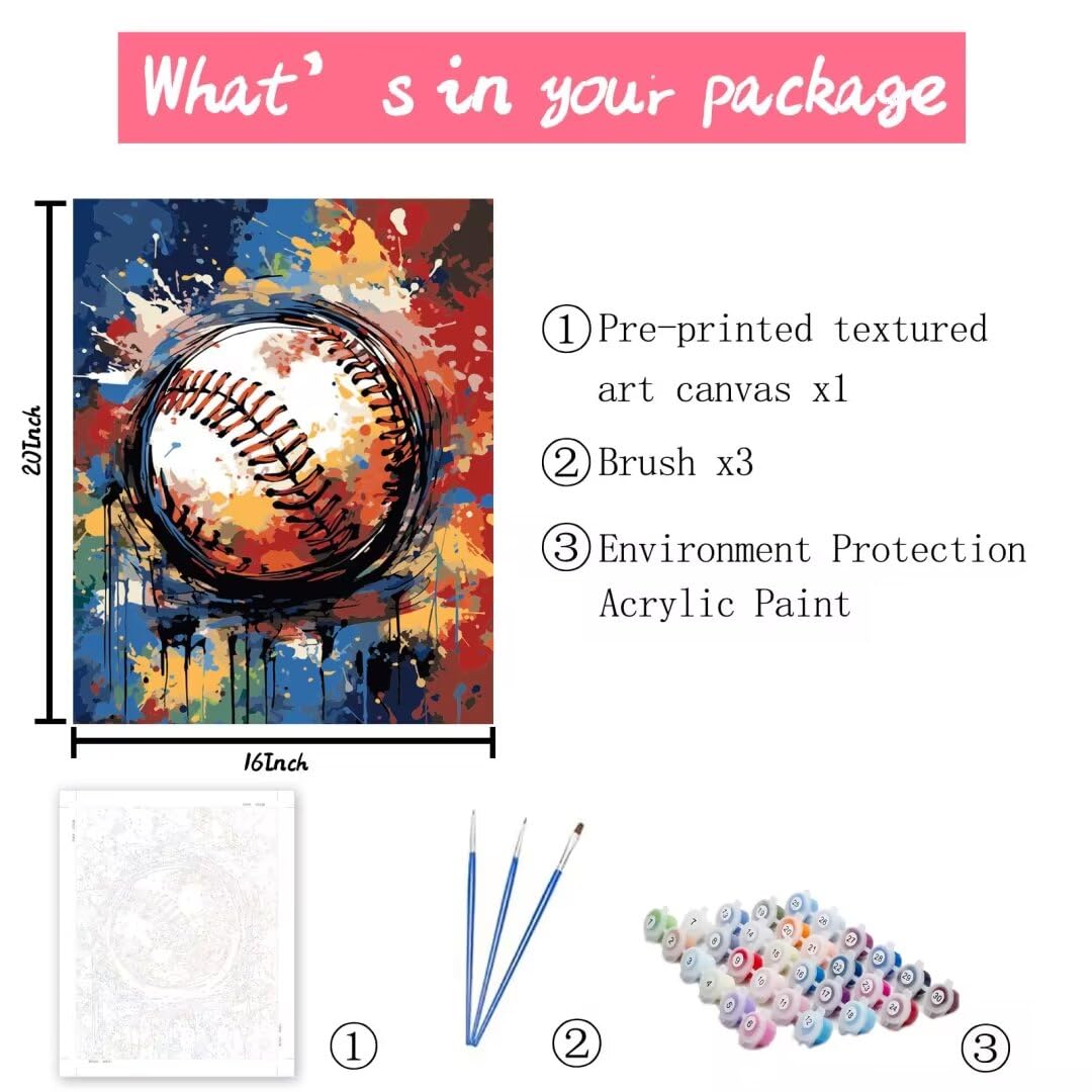 DIY Paint by Numbers Kit - 16x20 Inch American Breakfast Oil Painting Canvas for Beginners (Kids, Students & Adults) with Brushes & Acrylic Paints - Home Decor, Gift & Stress Relief Art Project (Frameless) - Perfect for Family Bonding, Classroom Activities & Creative Relaxation