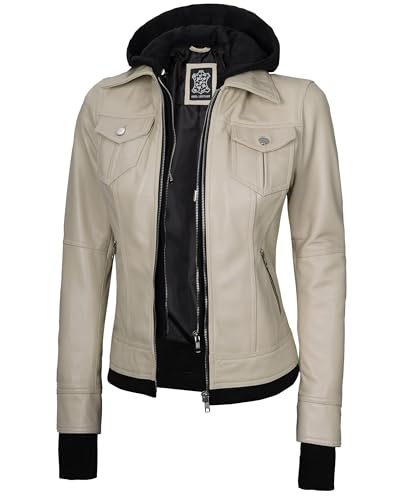 Tralee - Beige Hooded Leather Jacket