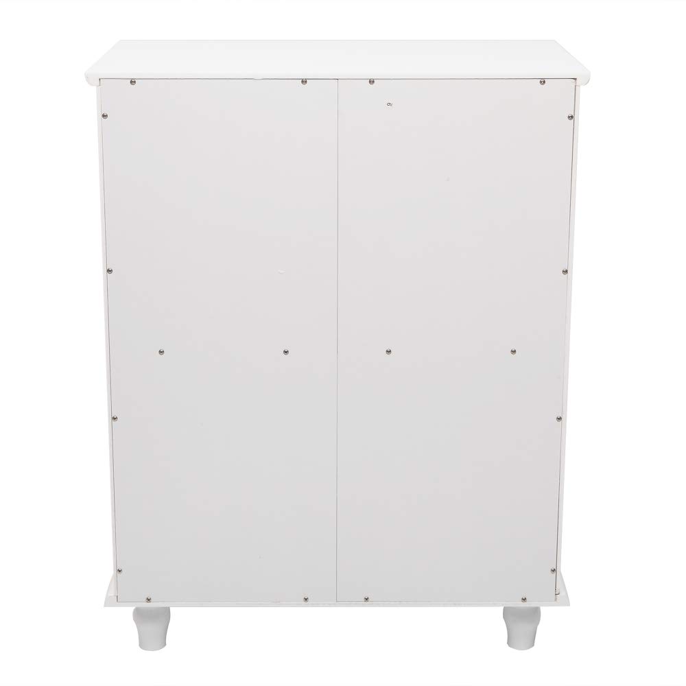 White Carved Double Door Bathroom Floor Cabinet with Adjustable Shelves - Bathroom Storage Organizer for Towels, Toiletries & Cleaning Supplies
