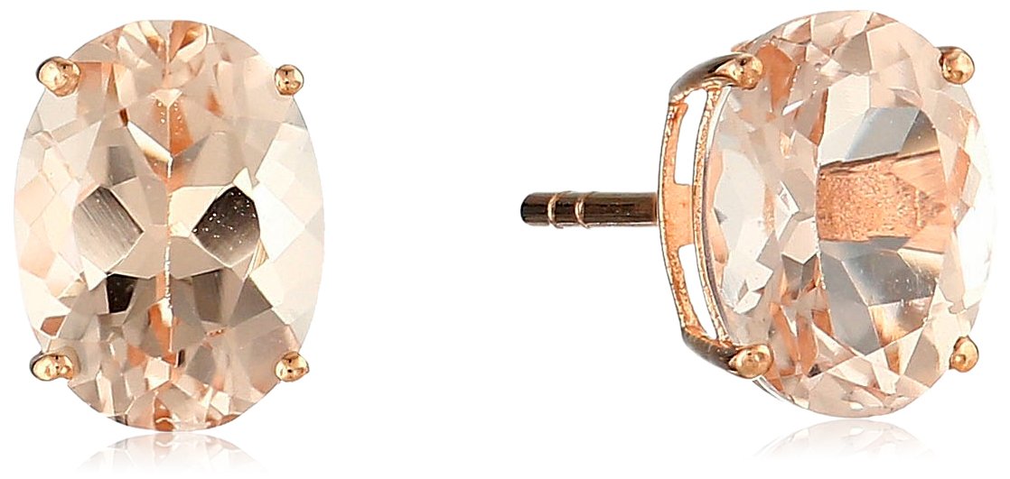 10K Rose Gold Morganite Oval Stud Earrings for Women – Dainty Elegant Jewelry Gift for Birthday, Anniversary & Valentine’s Day – Perfect for Everyday Wear & Special Occasions