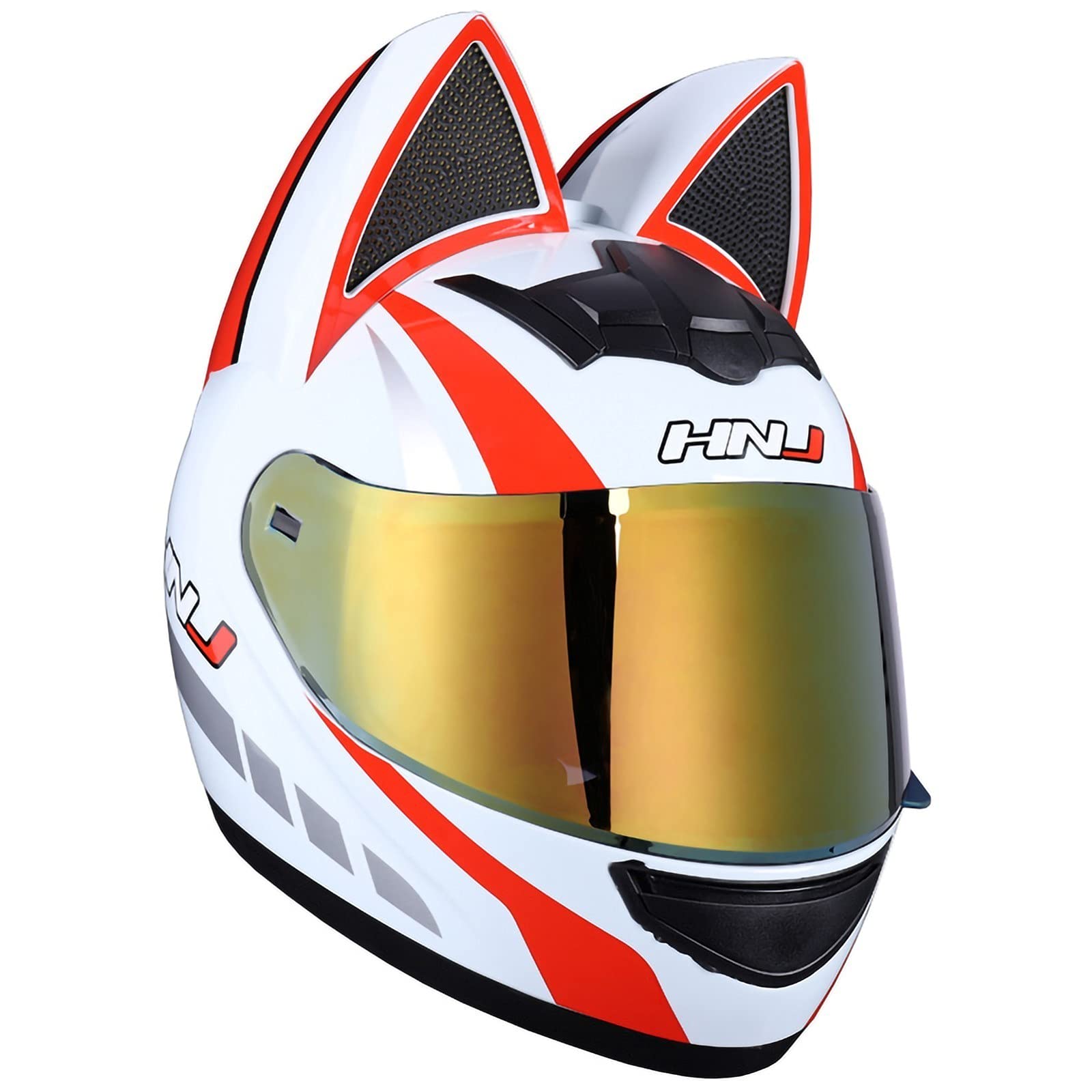 Cool Cat Ears Full Face Motorcycle Helmet - DOT/ECE Approved Batman Style for Men & Women - Sun Visor, Motocross & Racing Safety Gear - Sizes M & XL - Perfect for Urban Commuting & Adventure Riding