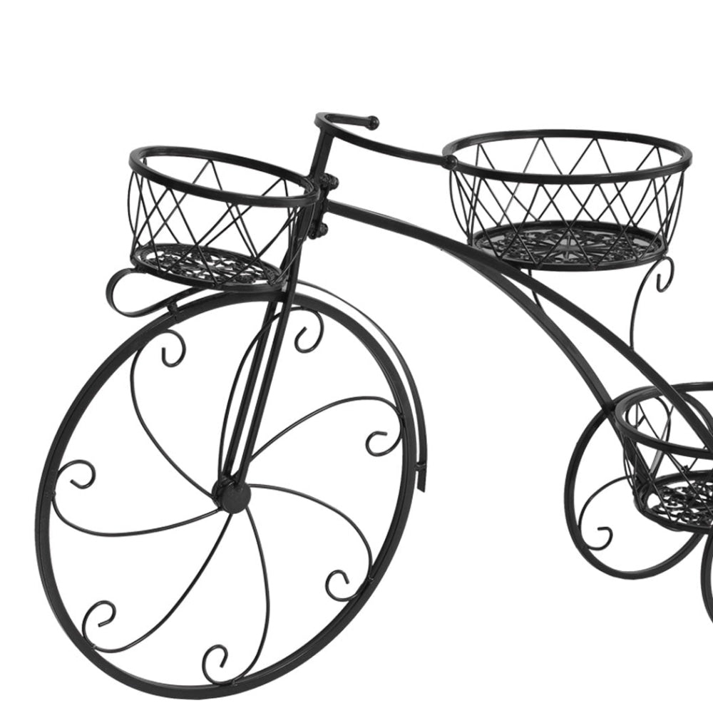 2 Pack Wrought Iron Bicycle Plant Stand - Indoor Outdoor Flower Pot Holder Rack for Garden, Patio, Balcony Decor - Perfect for Succulents, Herbs & Small Plants