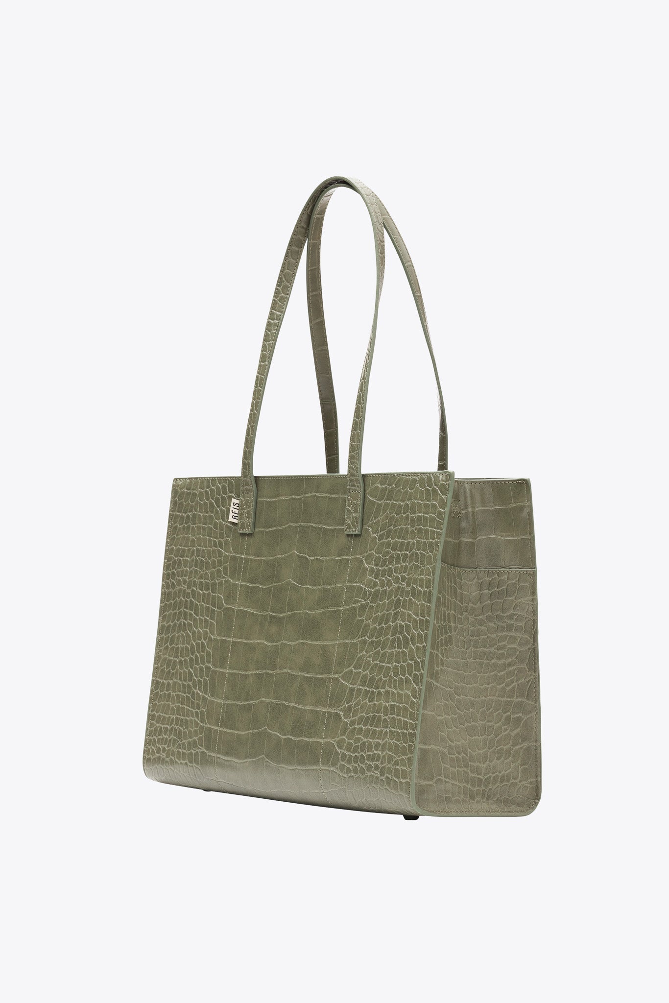 Premium Olive Croc Embossed Leather Work Tote Bag for Women - Stylish & Spacious Professional Office Bag, Commuter Laptop Tote, Business Travel & Everyday Carry