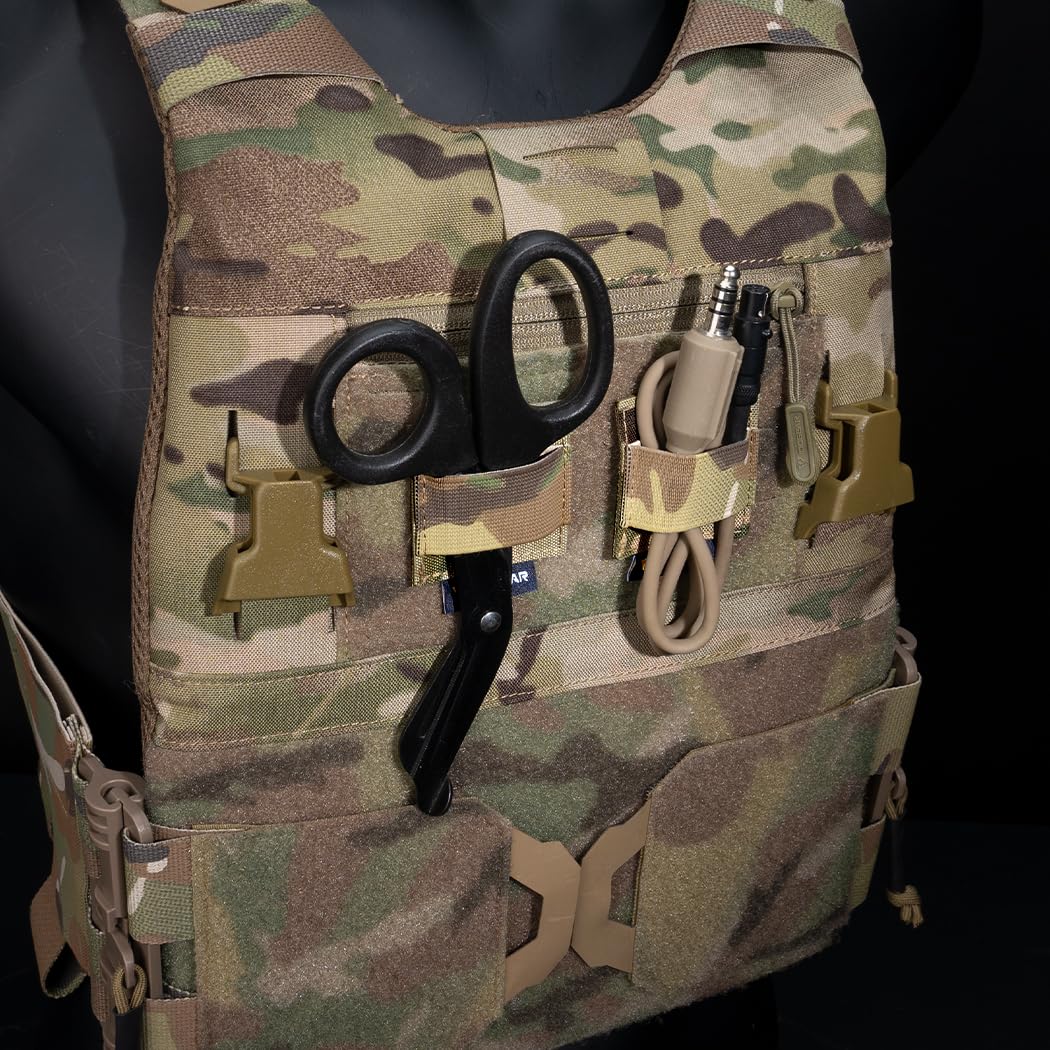 IDOGEAR SPORTS Tactical Cable Management Sticker - Reusable Hook and Loop Fastening Cable Ties for Tactical Gear, Helmet, Headset, Walkie-Talkie (1pc, Camo) - Perfect for Military, Outdoor, and Sports Equipment Organization