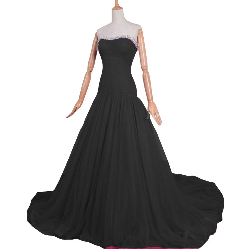 Kivary Mermaid Beaded Tulle Long Corset Sweetheart Prom Evening Dress for Women - Elegant Formal Gown for Homecoming, Wedding Guest & Special Occasions