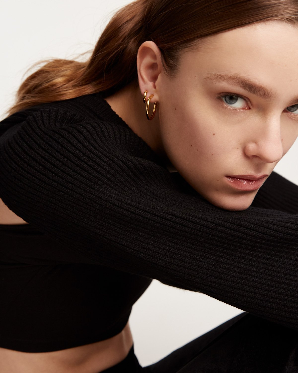 GRID Supreme Cloud Gold Earrings for Women - Elegant 14K Gold Plated Hoop Earrings - Perfect for Parties, Weddings & Everyday Wear