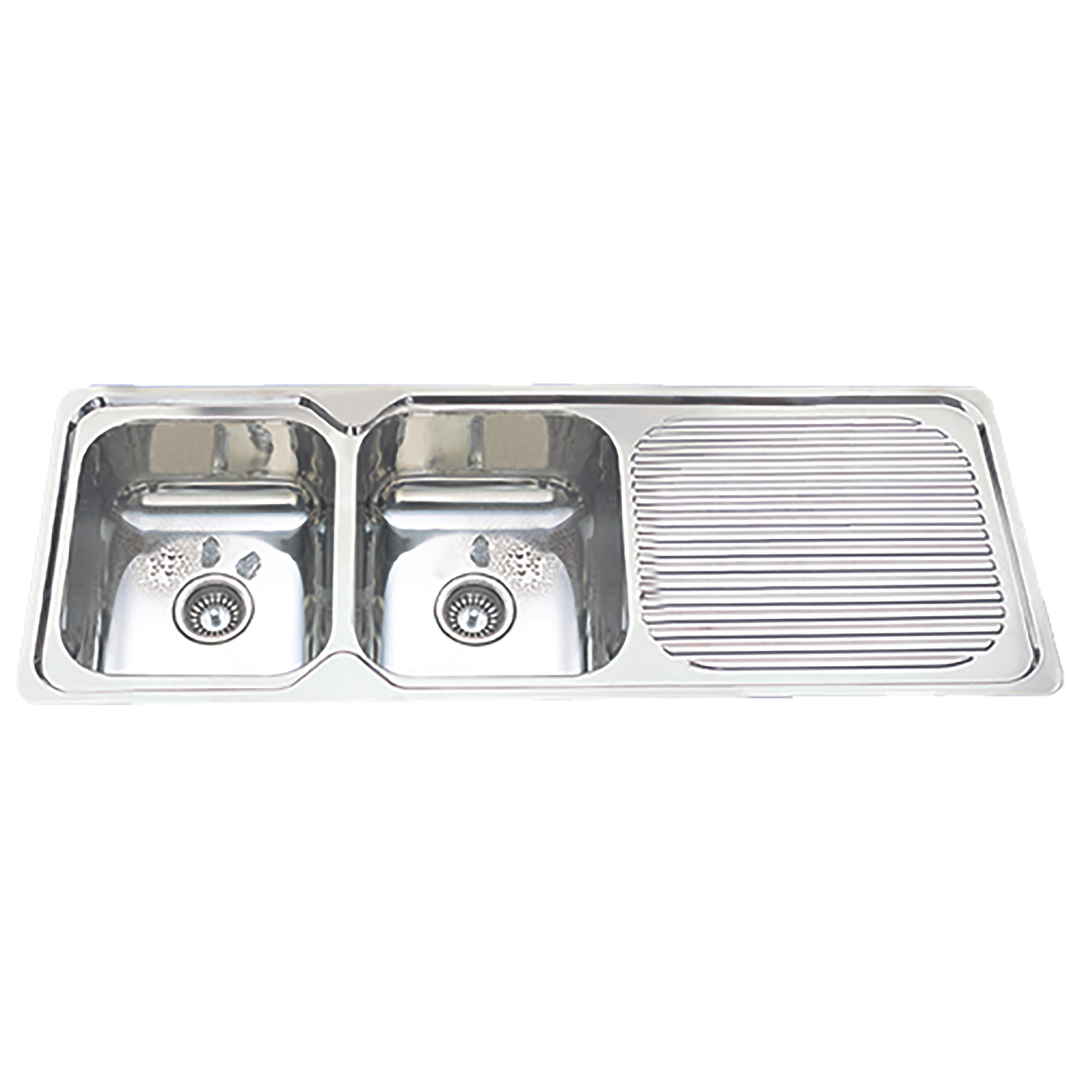Stainless Steel Double Bowl Sink Drainer - Left & Right Hand Compatible - Perfect for Kitchen Organization & Dish Drying