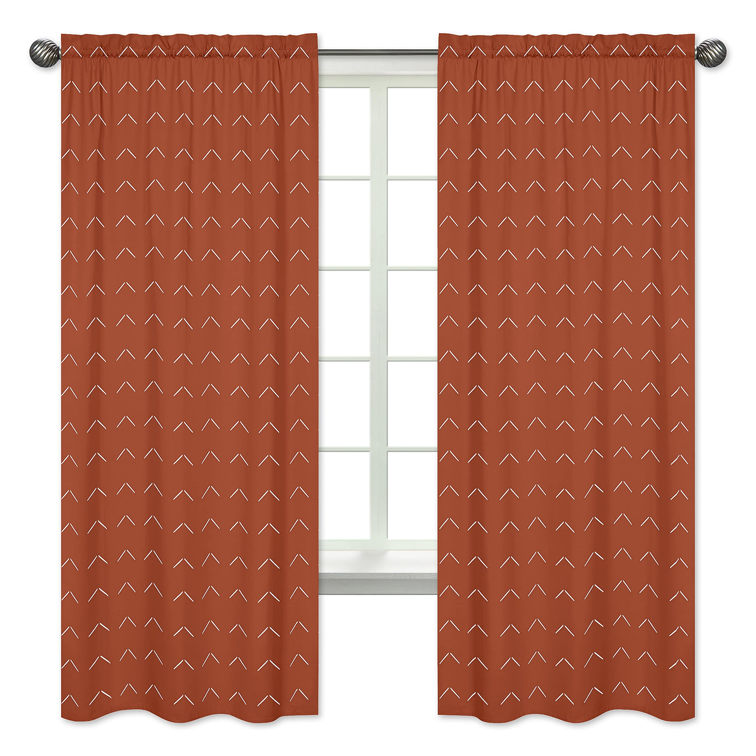 Sweet Jojo Designs Boho Arrow Window Curtain Panels - Set of 2 in Ivory, Burnt Orange & Rust - Farmhouse Southwest Shabby Chic Tribal Bohemian Style for Living Room, Bedroom & Nursery Decor