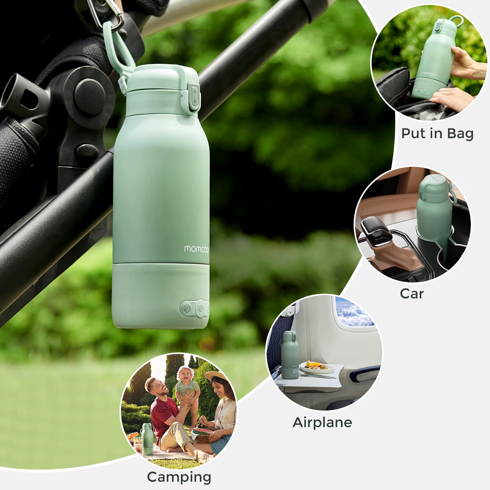 Momcozy Portable Breast Milk & Water Warmer for Travel - Fast Heating Dual Mode Bottle Warmer with 17oz Large Capacity & Long Battery Life | Perfect for Nursing Moms On-the-Go, Airplane Travel & Outdoor Use
