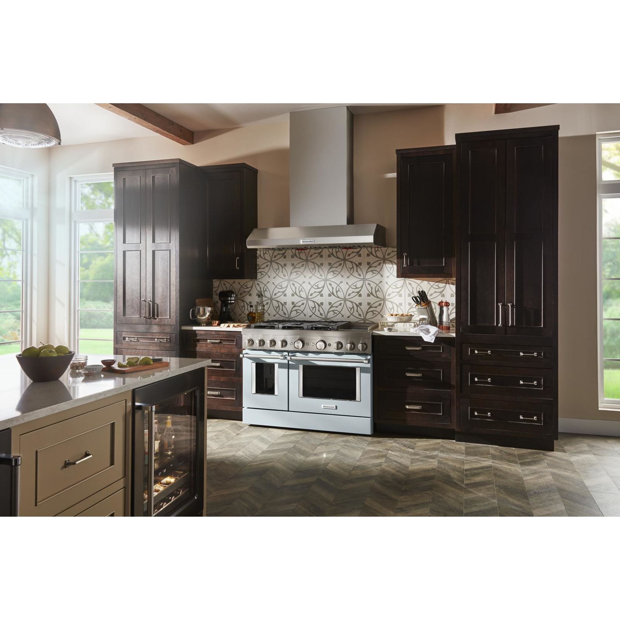 KitchenAid KFDC558JMB 30-Inch Dual Fuel Range with 5 Burners, Convection Oven & Blue Mist Finish - Perfect for Home Chefs & Modern Kitchens